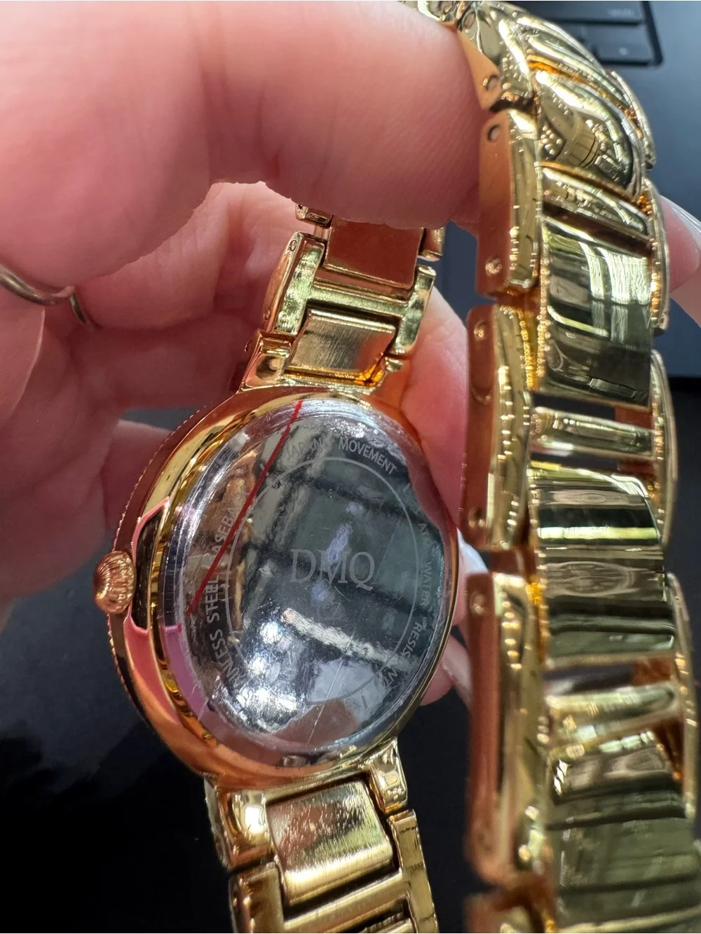 DMQ CZ Gold-Tone Quartz Analog Women's Watch
